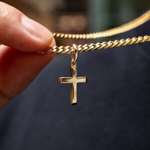 Micro Simple Cross Pendant in Yellow Gold 30% off